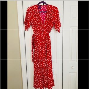 Seraphine Maternity Red MIDI Wrap Dress